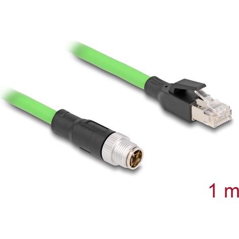 Delock Cable M12 codificado X 8 pin macho a RJ45 macho PUR (TPU) 1 m