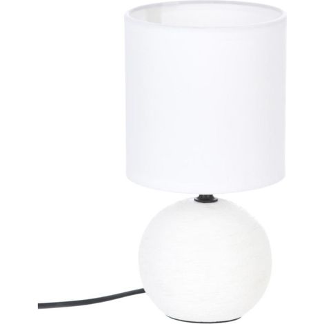 Lampe à Poser Céramique "Boule" 25cm Blanc Strié (1/2)