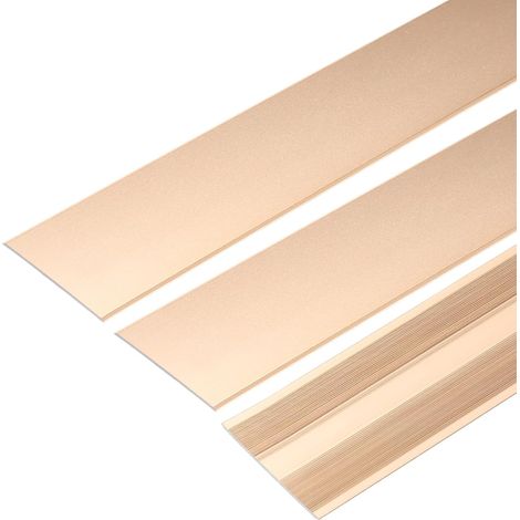 3 Bandes Transition Sol Plat En Aluminium, 2"x3 Ft Bande Séparation Plate Pour Revêtement Sol Stratifié, Jonction Des Interstices Des Lames Stratifié Et Carrelage, Or (1/5)