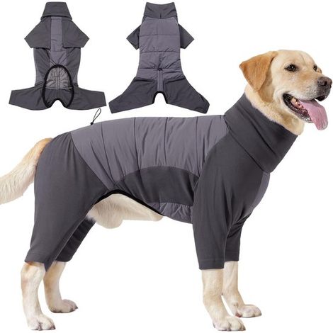 Abrigo para perro, abrigo para perro con forro polar y patas, suéter de invierno, body, abrigo cálido para perro, gris, XXXL (1/5)