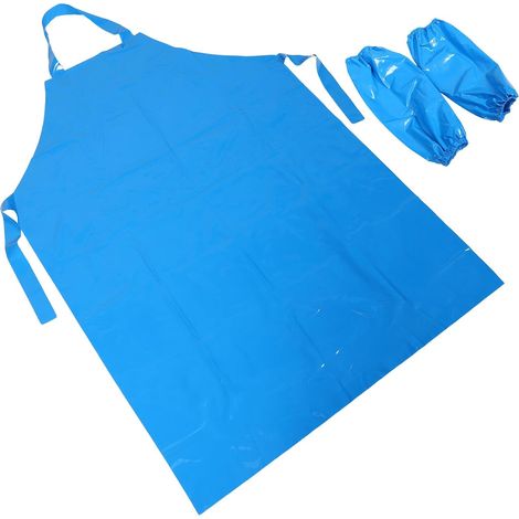 Tablier de Travail Unisexe en Tpu Imperméable et Résistant à L’Huile avec Manchons de Protection Bleus Taille 110X80 CM la Cuisine Atelier Barbecue et Jardinage Ensemble (1/5)