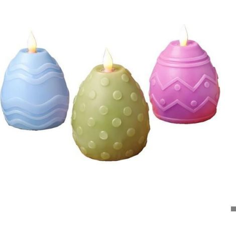 Oeufs De Paques - Bougies Led Sans Flamme - Decoration Interieure Et Exterieure - Lot De 3 (1/5)