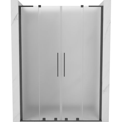Mexen Velar L Duo Schiebetür Dusche 150 cm, matt, gebürstetes Gun Gray - 871-150-003-32-66