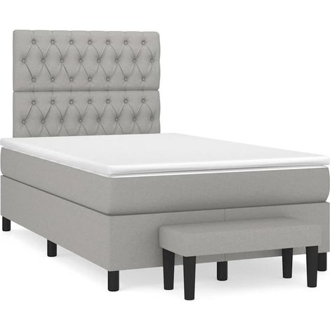 Cama box spring con colchón tela gris claro 120x190 cm (1/5)