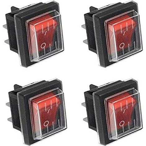 4Pcs Interrupteur à Bascule lumière Rouge ON/OFF Avec Couvercle étanche Largement Utilisé Dans Divers Types D'appareils électriques (1/5)