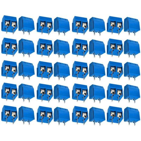110 Pièces PCB Vis Connecteur, Bornier à Souder Bleu 5mm, Bornier à Vis de PCB Circuit Imprimé 2 Broches (Pin) (1/4)