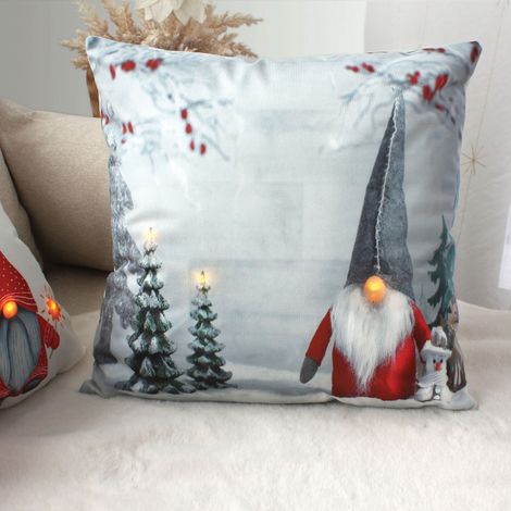 Coussin lumineux led 40 x 40 cm – Père Noël – 100 % polyester - 40x40cm - Gris (1/2)