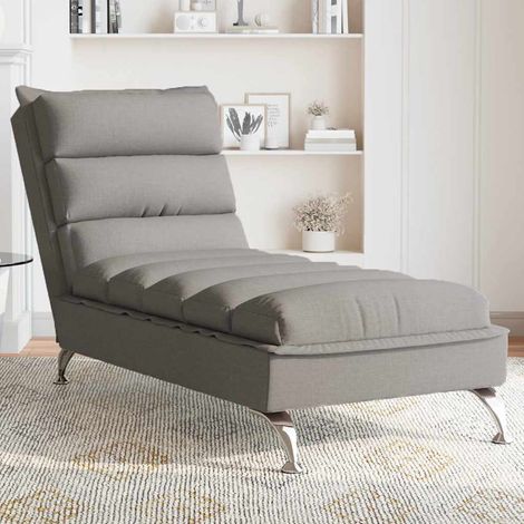 vidaXL Chaise longue de massage avec coussins taupe tissu (1/5)