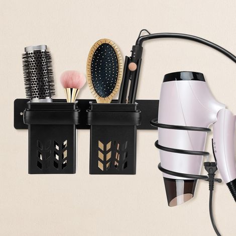 CSPARKV Hair Dryer Holder, Wall Mounted Hair Dryer Holder with Storage Rack, Hair Dryer Holder for Bathroom Bedroom Hotel. (1/4)