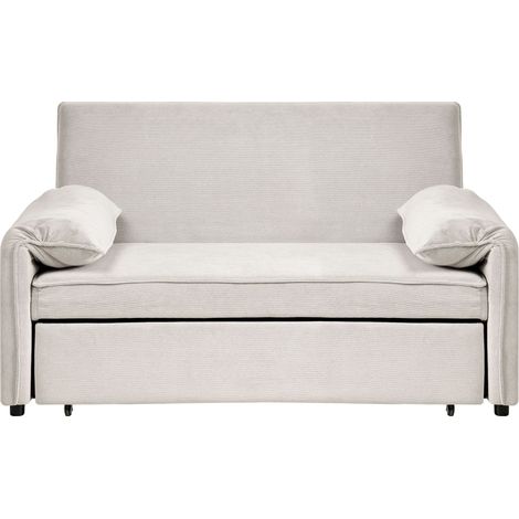 Canapé-lit Minimaliste en Tissu 2 Places Convertible Fonction Couchage Blanc Cassé Horma (1/5)