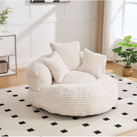 Sitzsack Sessel aus Cord mit hoher Rückenlehne Beige OKMYHOME (1/5)