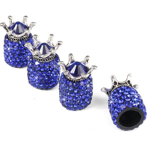 Crown Diamond Car Universal Tire Valve Capuchage Auto Pièces (bleu marine) 4 pièces (1/5)