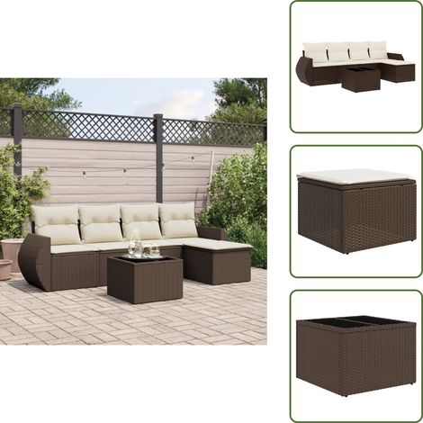 6-tlg. Garten-Sofagarnitur mit Kissen Braun Poly Rattan - Garten Sofagarnitur - Garten Sofagarnituren - Outdoor Sofagarnitur - Sofagarnitur Terrasse