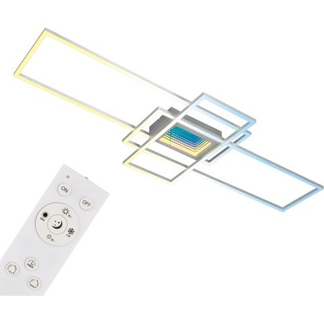 Plafonnier LED avec miroir Infinity, effet tunnel 3D, dimmable, CCT, télécommande, lampe LED, plafonnier, lampe de salon, lampe de chambre, lampe de cuisine, 110x42 cm, couleur alu (1/5)