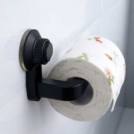 supporto a ventosa per cucina, bagno, portasciugamani a prova di umidità, porta carta igienica da parete, nero (1/5)