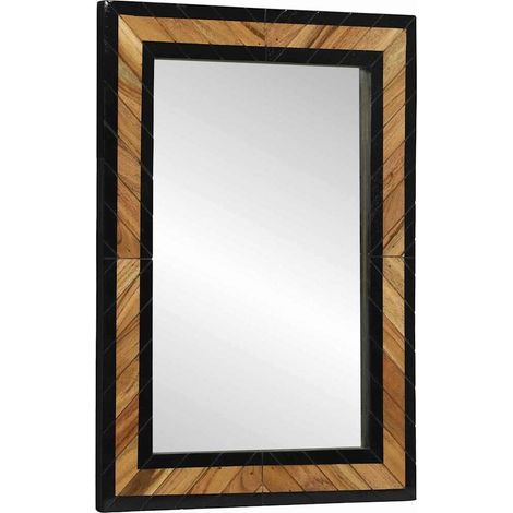 Spiegel Schwarz und Braun 70 x 2 x 70 cm Massivholz Akazie vidaXL (1/5)