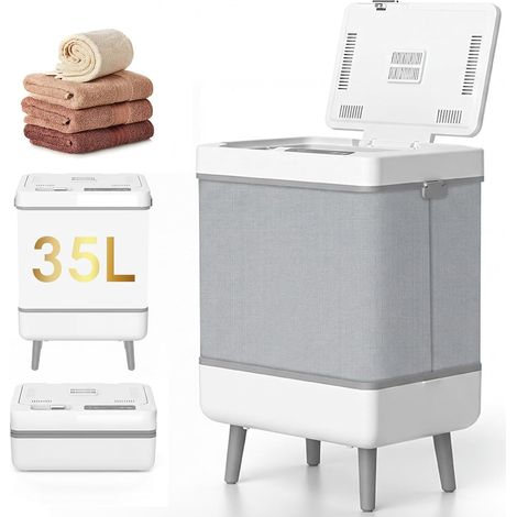 Chauffe Serviette Salle de Bain 35L Towel Warmer Seche Serviette Electrique Pliable avec Écran LED, Minuterie, Verrou de Sécurité, Arrêt Automatique, Seau Chauffe Serviette pour Couvertures Peignoirs (1/5)