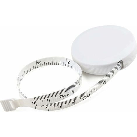 Metro da sartoria, metro a nastro retrattile automatico e flessibile per cucito di corpo, tessuti, sartoria, pelle, abbigliamento, righello per tessuti a doppia faccia, 150 cm, bianco (2 pezzi) (1/5)