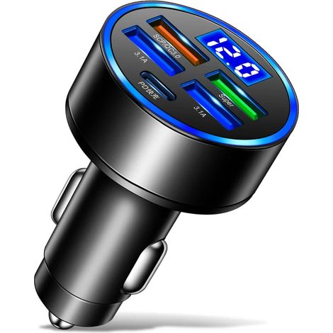 Chargeur de voiture USB à charge rapide Quick Charge 3.0, adaptateur pour iPhone 16 Pro et 15 Samsung, chargeur USB Type-C PD (1/5)