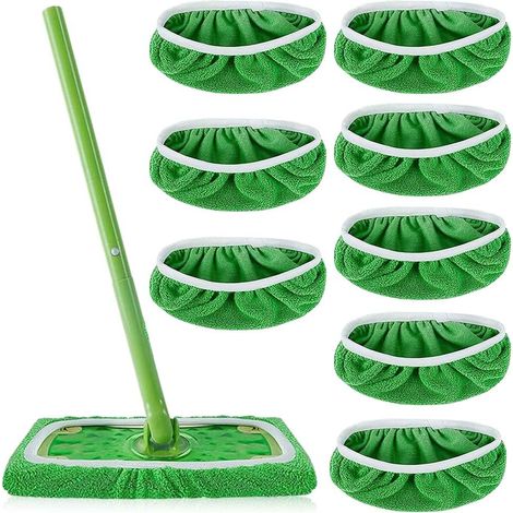 Chiffons Réutilisables pour,Lingettes Reutilisable pour,10 pièces Serpillière Recharge Balai Vapeur,Mop Pads en Microfibres pour Nettoyer et frotter Les sols secs ou humides (1/5)