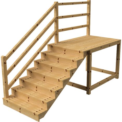 MILANO Außentreppe 7 geschlossene Stufen H122 cm - Podest L189 x B120 cm - Treppengeländer links - Podestgeländer links