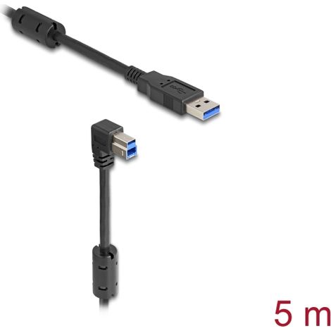 Delock Cable USB 5 Gbps Tipo-A macho a Tipo-B macho 90Â° acodado hacia abajo 5 m