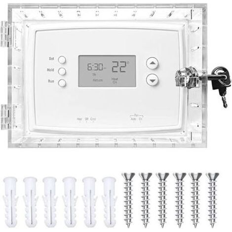 1pcs Boîte Verrouillage Thermostat Universelle avec Serrure & 2 Clé, Couvercle Protection Thermostat Mural Acrylique Transparente,Boîtier Thermostats Mur Portable 20x14x5cm ou Plus Petit pour Maison (1/5)