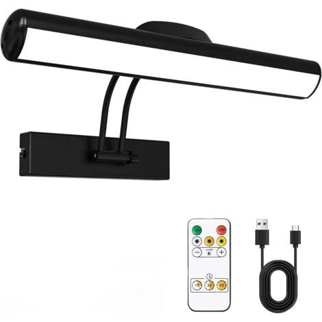 Applique murale LED sans fil – Tête d'éclairage rotative 230° – Luminosité 300 lumens réglables – Minuterie télécommandée – Pour éclairage d'œuvres d'art (1/5)
