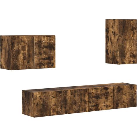 Maison Exclusive - Set di Mobiletto da TV a Parete 4 pcs Rovere fumé