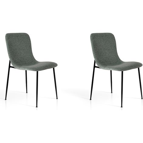 Set de 2 sillas de comedor, Soho en borreguillo gris y metal, 82x43x57 cm (1/4)
