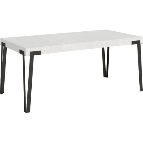 Table rectangulaire 160cm blanc et pieds métal anthracite Konta (1/3)