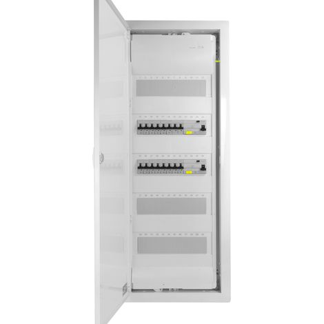 Sicherungskasten Unterputz Verteilerkasten 5-reihig 60 Module 14xMCB 2xRCCB VDE Unterverteilung verdrahtet Verteilerschrank mit Sicherungen 880,50x348x94,5mm Hager Hohlwand Verteiler Abzweigklemmen Do (1/4)