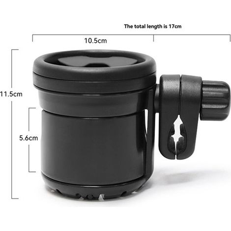 Available in 1 color: Black Material: Plastic 2-in-1 rotating cup holder for car seats and electric vehicles. (1/5)