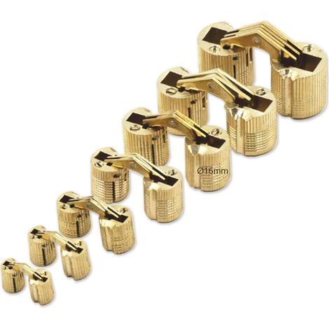 AIDUCHO Mini Cylindriques Charnière 16mm Pour Porte D'armoire Connexion Du Panneau Petite Boîte De Bricolage À La Main Charnières Dissimulées En Laiton Mat Angle D'ouverture De 180 Degrés 4 Pièces (1/5)