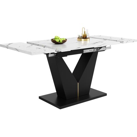 CHICFURN Mesa extensible 99-159x75 cm de MDF blanco y negro para casa y oficina (1/5)