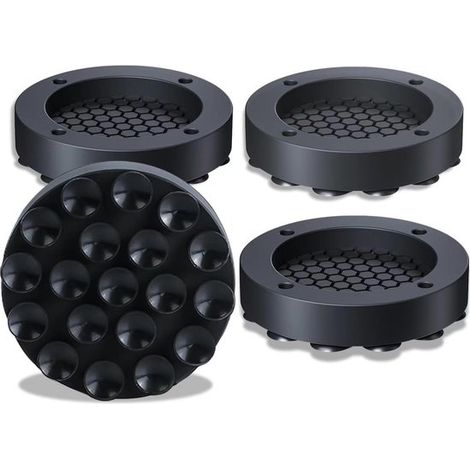 Set di 4 cuscinetti antivibranti per lavatrici, in gomma con ventose in silicone per evitare movimenti di lavatrici/asciugatrici - Nero (1/5)