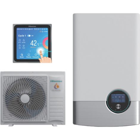 Pompa di Calore Splittata Monoventola Aria/Acqua Hisense Hi-Terma AHM-060HCDSAA + AHW-060HCDS1 R-32 Wi-Fi Optional con Comando Incluso