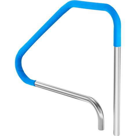 Rampes de piscine en acier inoxydable préfabriquées 46 x 37 pouces,barres d'appui antirouille avec poignée bleue pour piscines et spas (1/5)