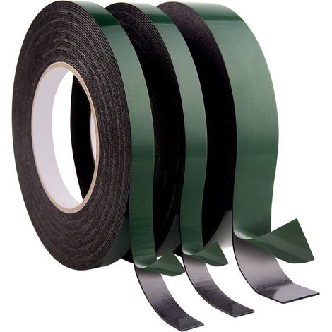 Lntyq 30m Ruban Adhésif double face, Scotch Double Face Extra fort De Montage Imperméable pour voitures garnitures plaques d'immatriculation, 10m chaque rouleau (1/5)