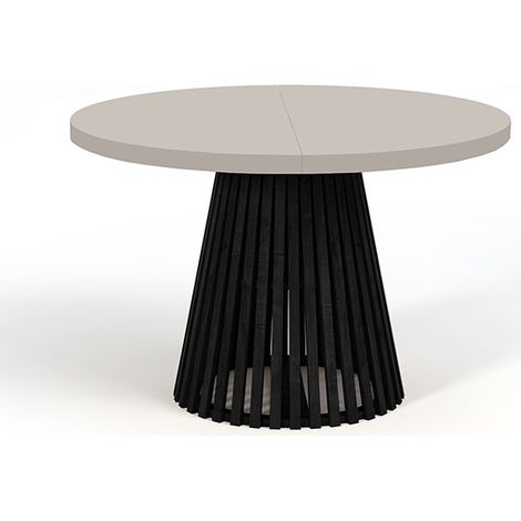 Table à manger ronde extensible DOVER avec lamelles, diamètre : 90 / 140 cm, couleur : cachemire / noir (1/4)