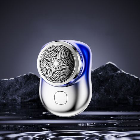 Tondeuse à Barbe Rechargeable Mini Homme - Rasoir de Poche Portable Compact Bleu (1/5)