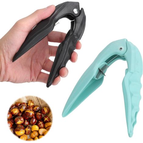 2-teiliges Set: Kastanienzange, Kastanienknacker, Öffner, Clip, für Walnüsse, Edelstahl und Kunststoff, multifunktional, effizient und praktisch, spart Zeit und Mühe, robust und langlebig, 16 x 10 cm (1/5)