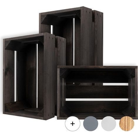 Creative Deco Kleine Holzkiste Schwarz 30 x 20 x 15 cm – Geschliffene Obstkiste, Weinkiste, Apfelkiste, Aufbewahrungsbox, Geschenkbox & Deko (1/5)