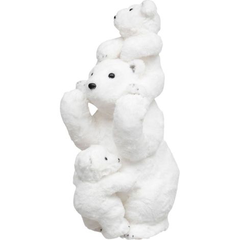 Fééric Lights And Christmas – Déco de Noël ours et oursons blancs floqués – Dimensions 52 x 27 x 22 cm – Matière polystyrène – Décoration festive intérieure