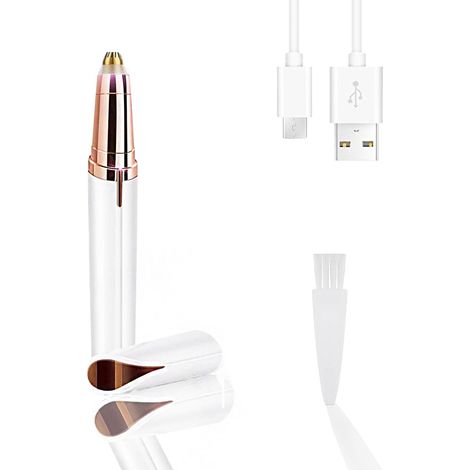 Stylo tondeuse à sourcils rechargeable USB, épilateur facial indolore pour une peau lisse, outil de soin corporel polyvalent, blanc