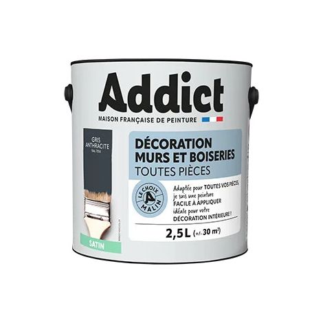 Pintura acrílica para paredes y maderas antracita satinado 2.5L.