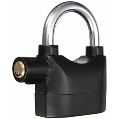 Alarm padlock with siren, security padlock for bicycles and motorcycles, black (1/5)