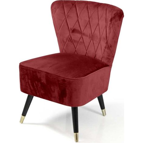 Poltrona da camera in velluto bordeaux cm 63 x 66 x 84 h