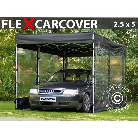 Garage pieghevole FleX Carcover, 2,5x5m, Nero (1/5)