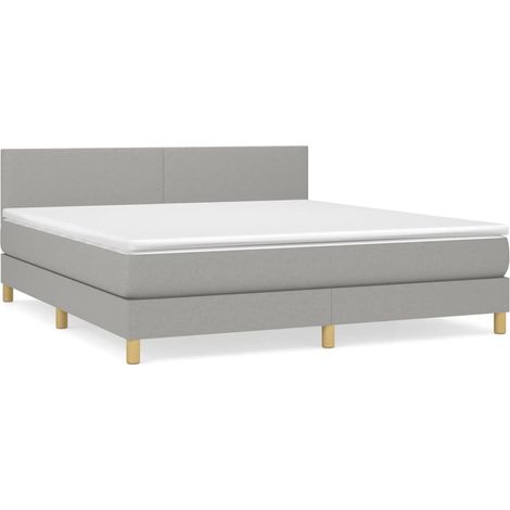 Lit à sommier tapissier avec matelas Gris clair 180x200 Tissu 5 (1/5)